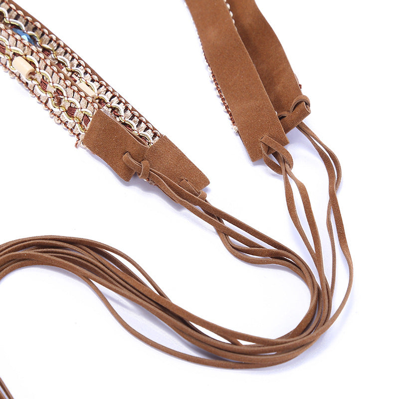 Classic Colored Stone Leather Cowboy Hat Band