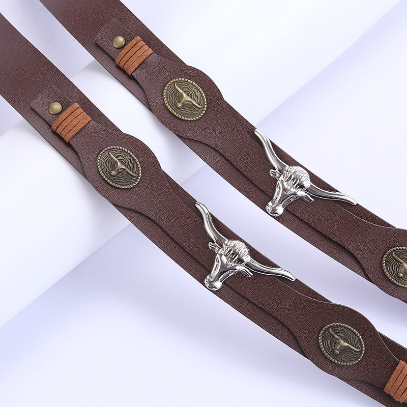 Bison Head Leather Cowboy Hat Bands