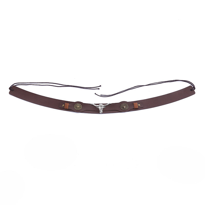 Bison Head Leather Cowboy Hat Bands