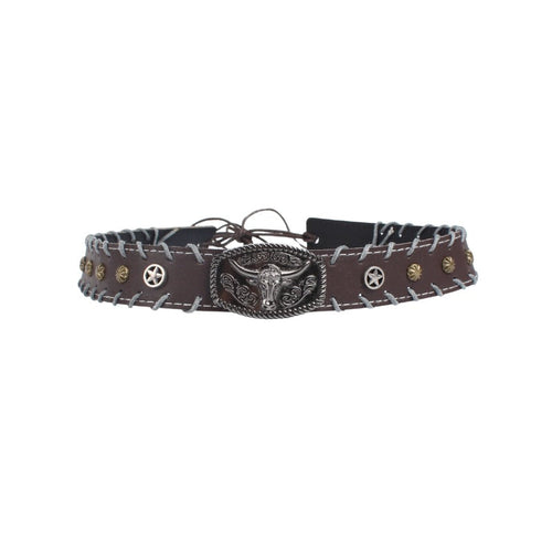 Handwoven Bison Head Leather Hat  Hat Bands