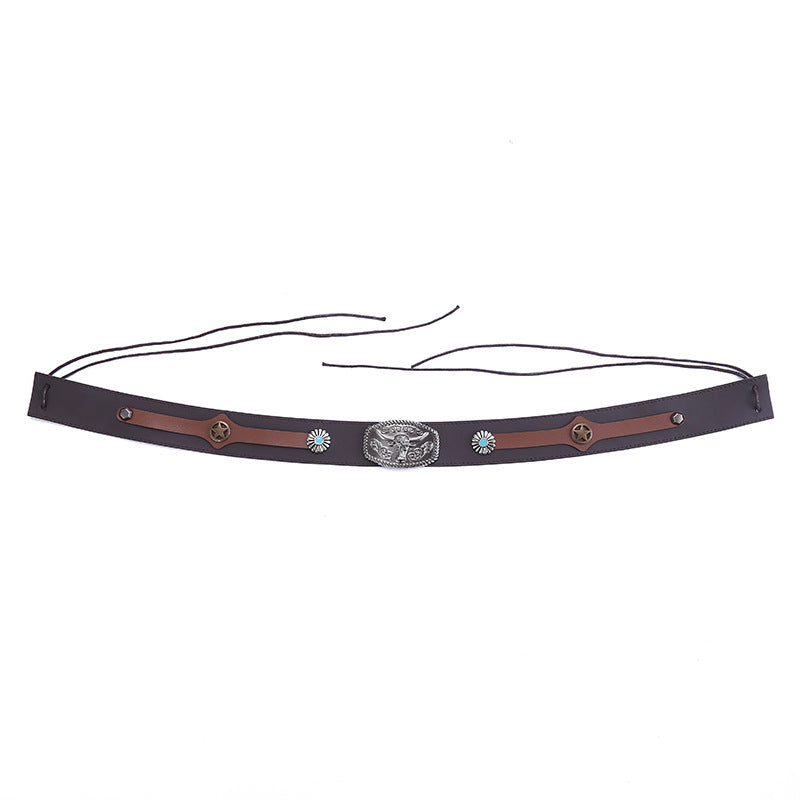 Bison Head Leather Western Hat Bands