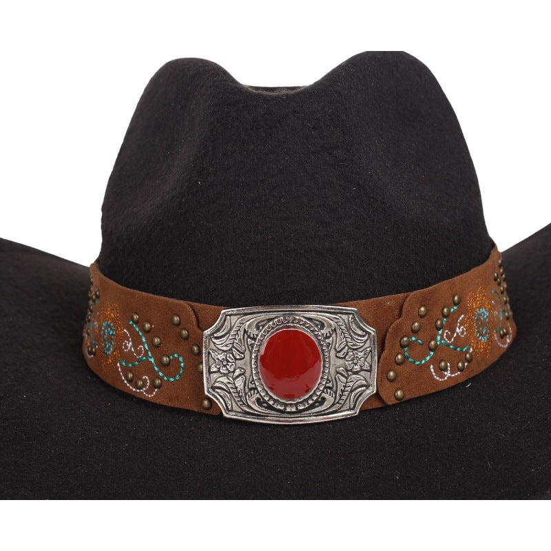 Red Stone Leather Hat Bands