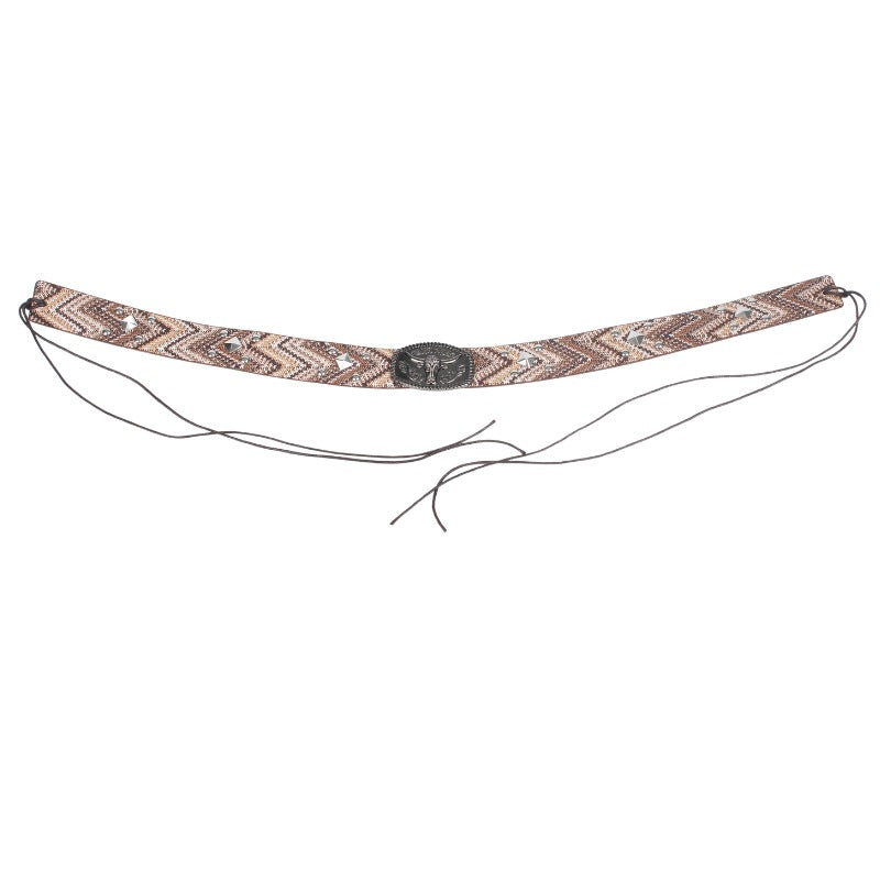 Leather Bison Head Decorative Hat Band