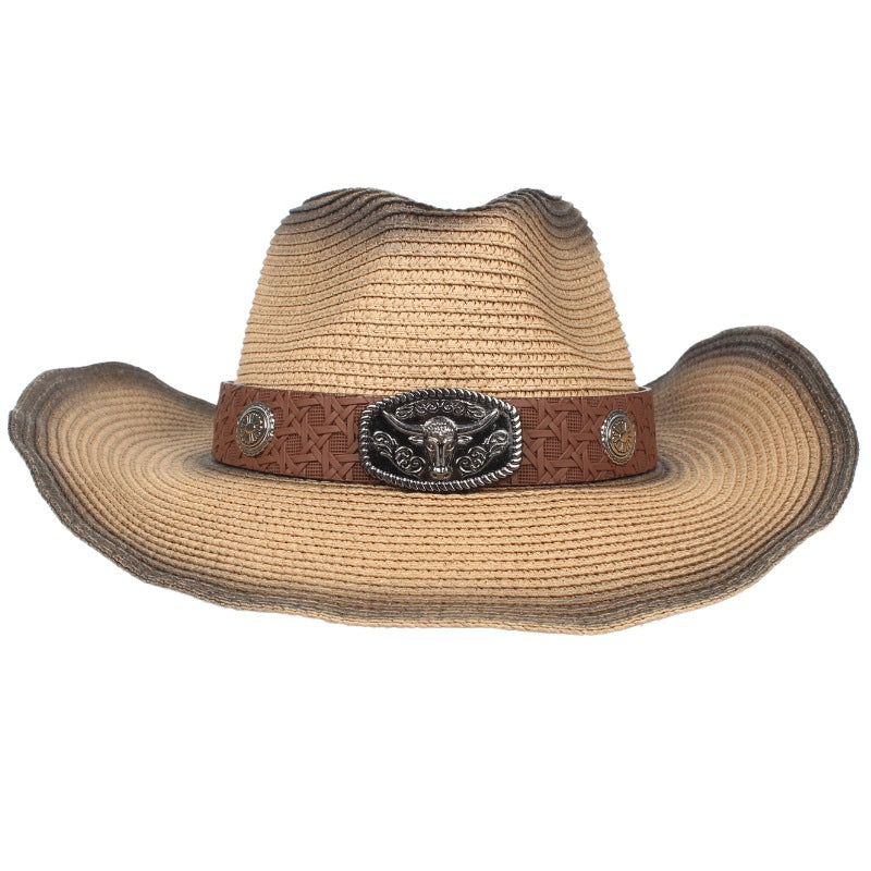 Leather Bison Head Decorative Hat Band