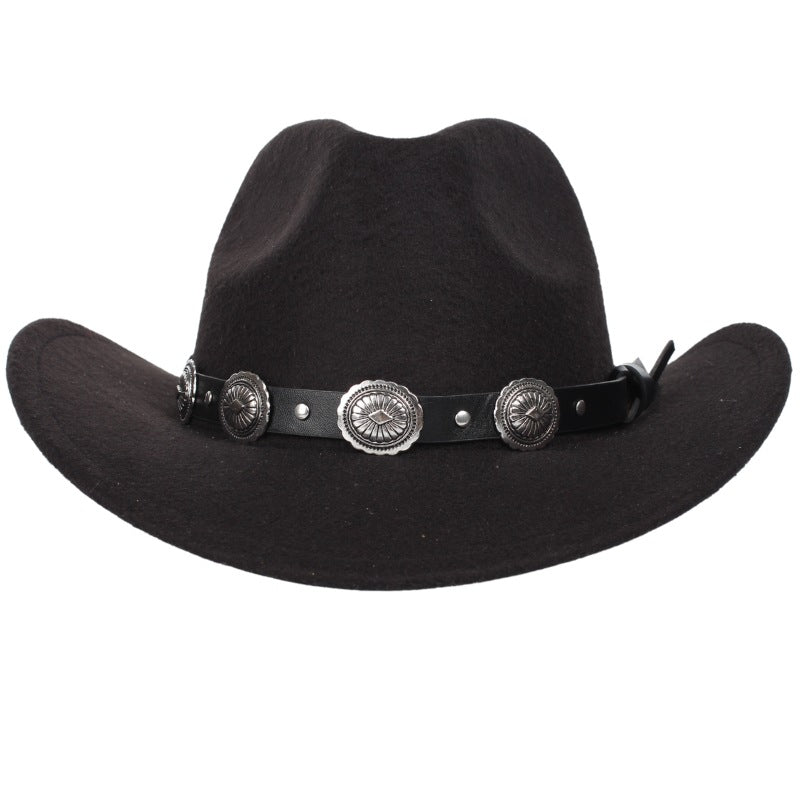 Metal Sunflowers Decorate Leather Hat Bands