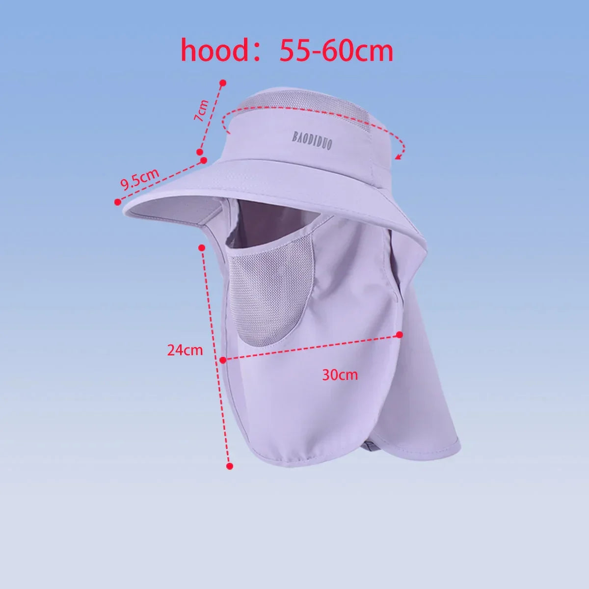 Detachable Face Mask Shawl Wide Brim Boonie Hat with Ponytail Hole