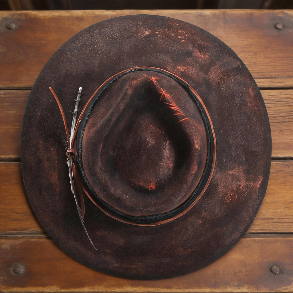 Hand-Burned Felt Fedora Hat