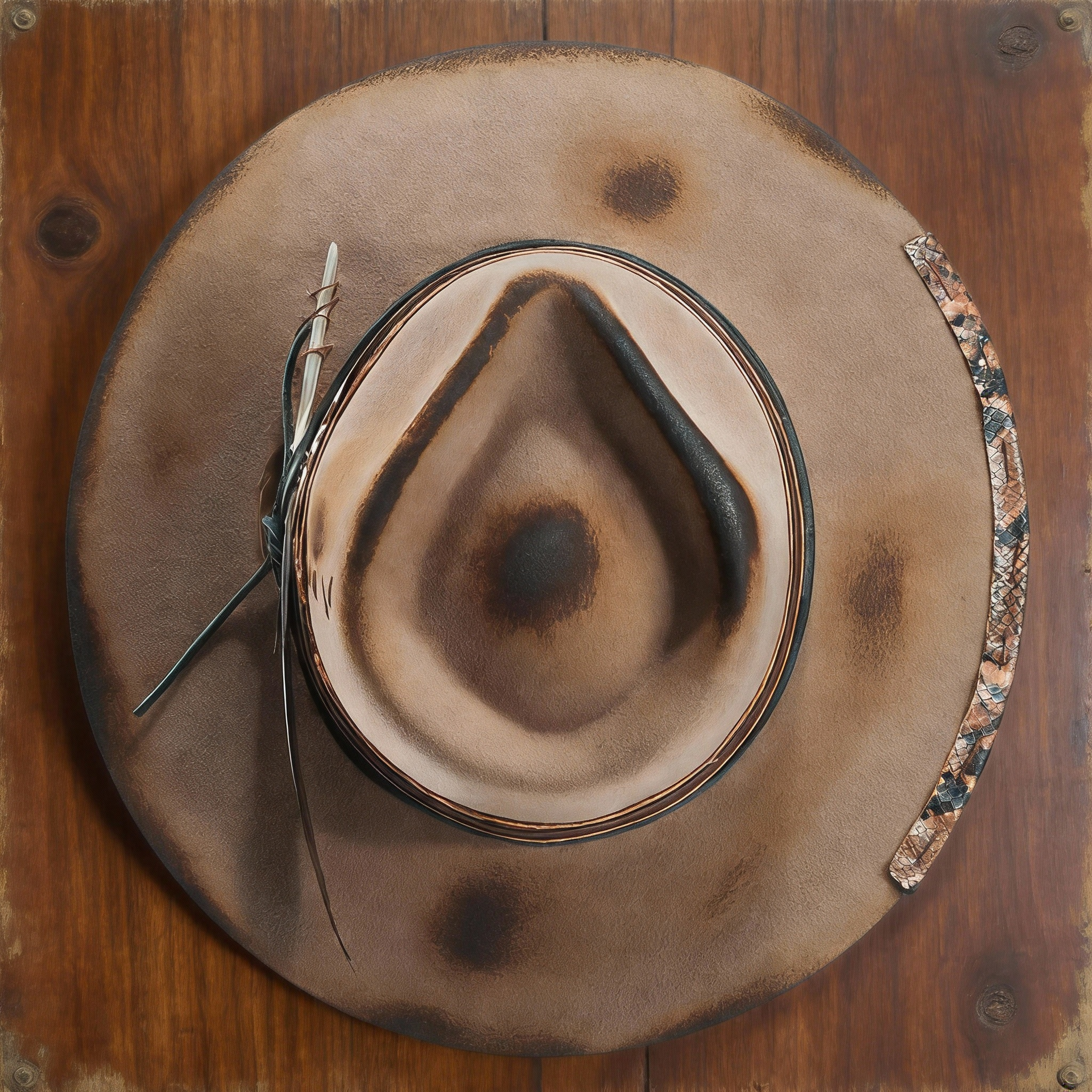 Artisan Burned Felt Fedora Hat