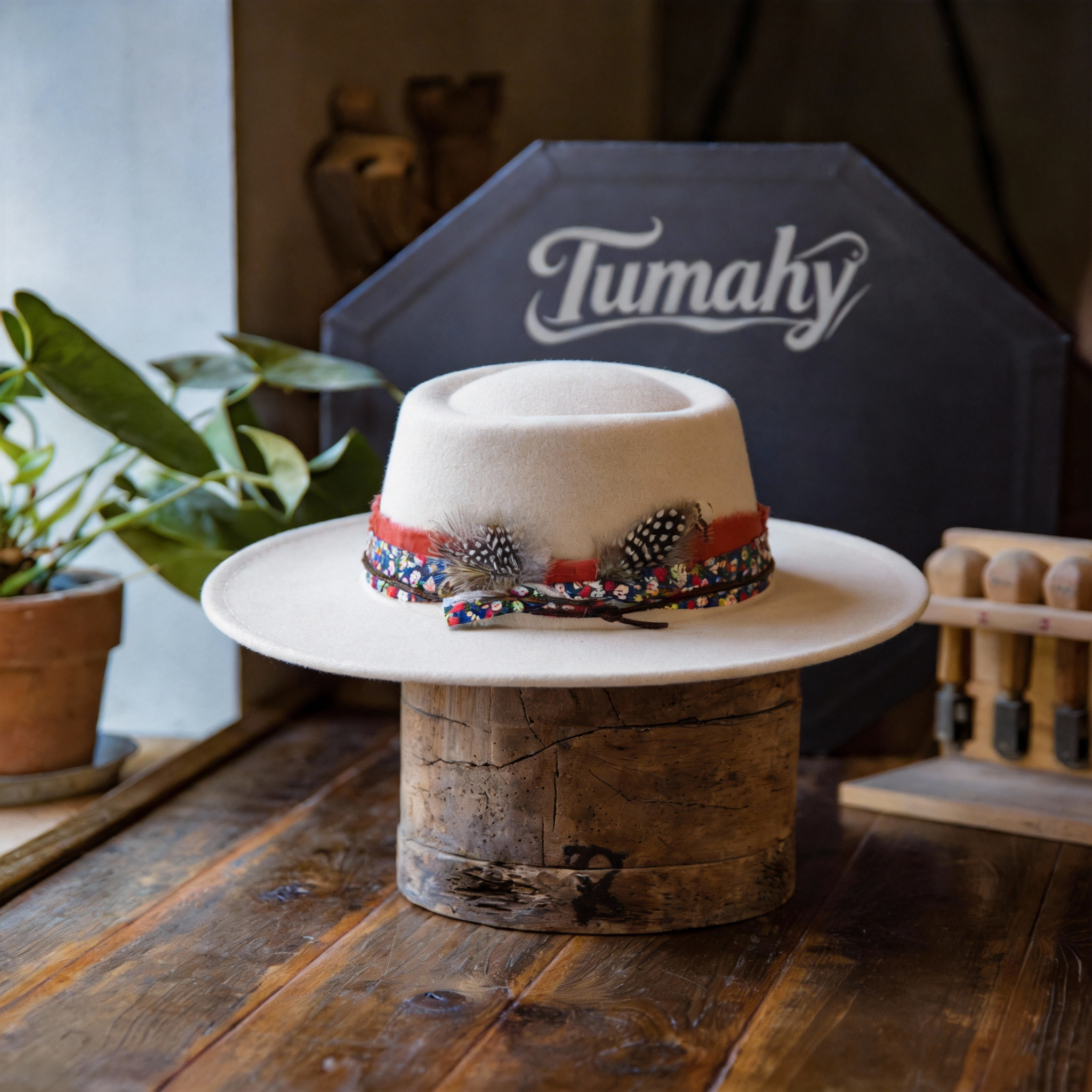 Vintage-Inspired White Felt Boater Hat