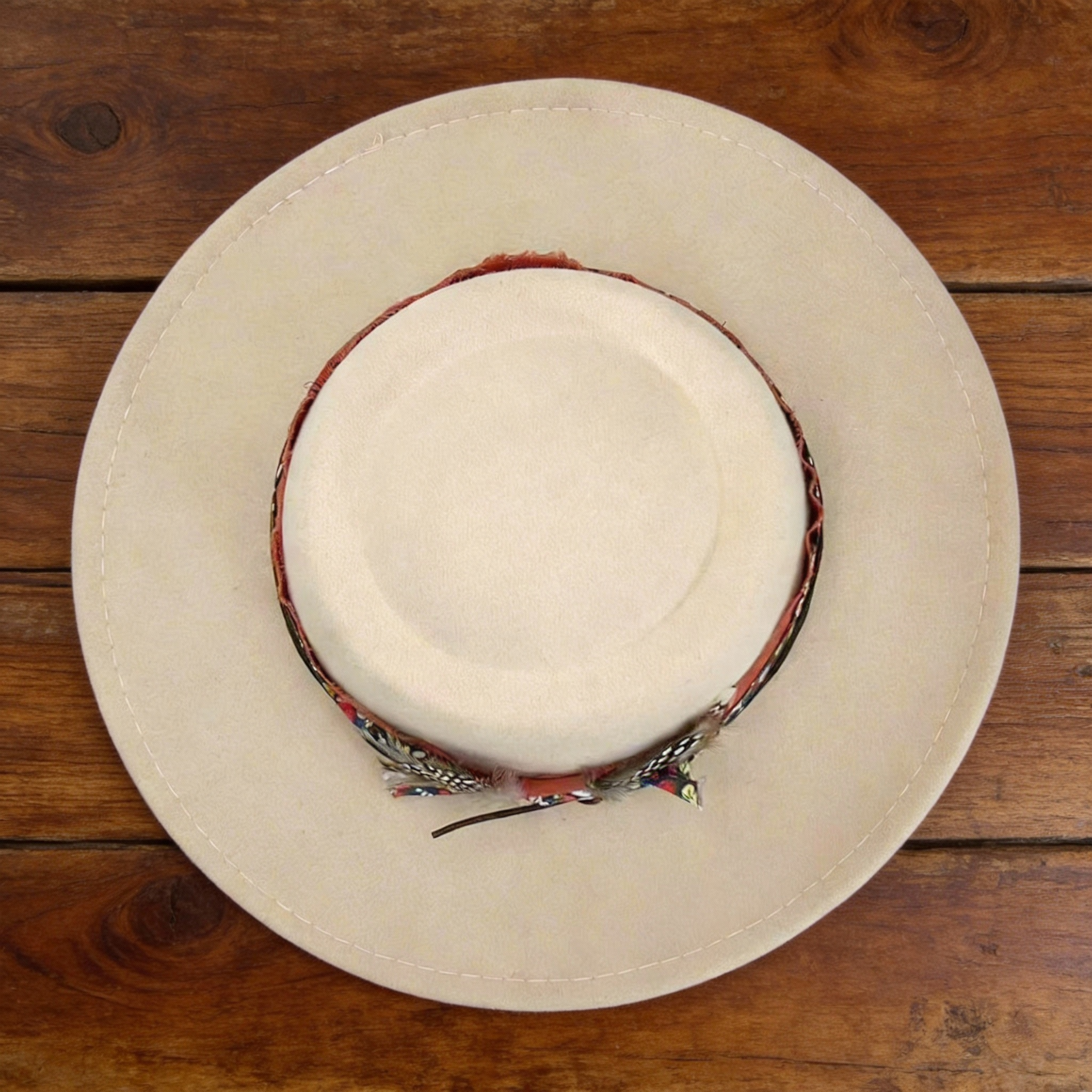 Vintage-Inspired White Felt Boater Hat