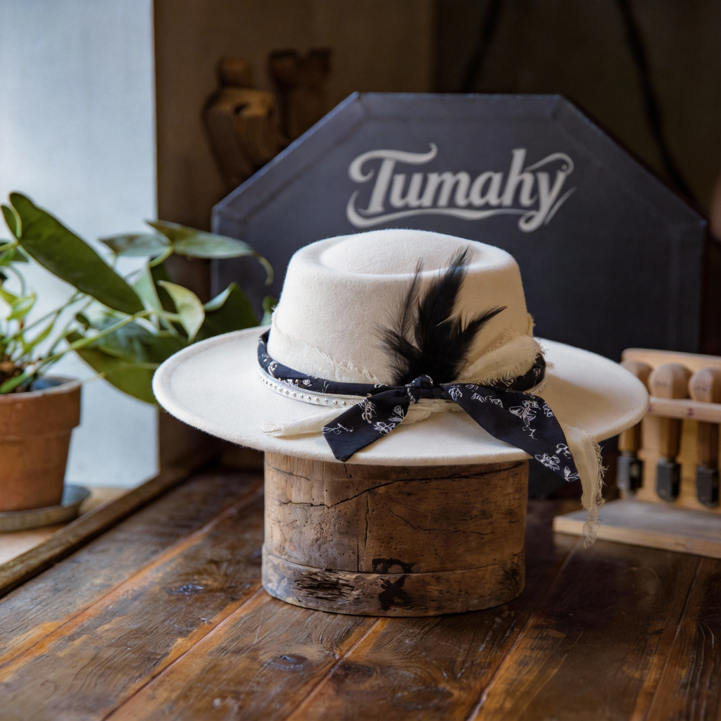 Classic White Felt Boater Hat