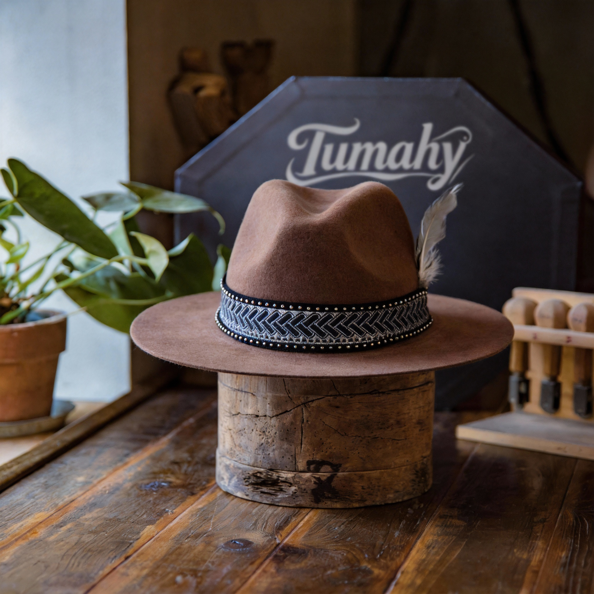 Classic Brown Minimalist Felt Fedora Hat