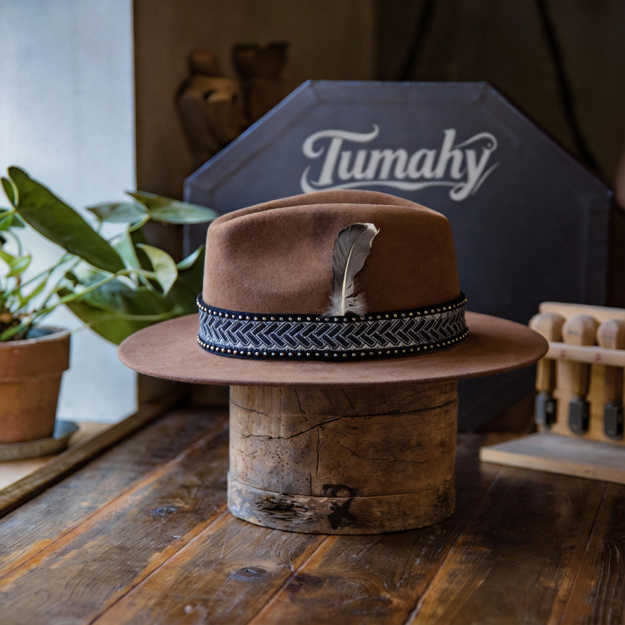 Classic Brown Minimalist Felt Fedora Hat