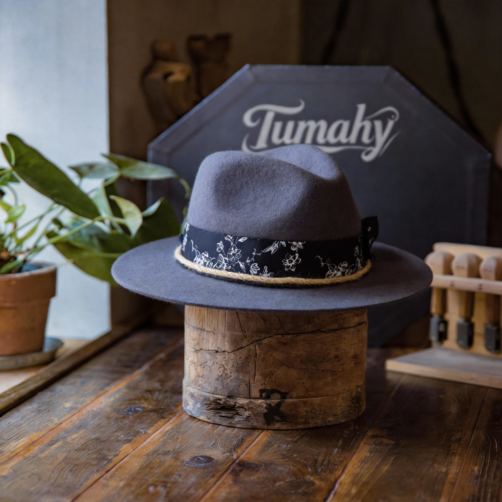 Classic Gray Minimalist Felt Fedora Hat