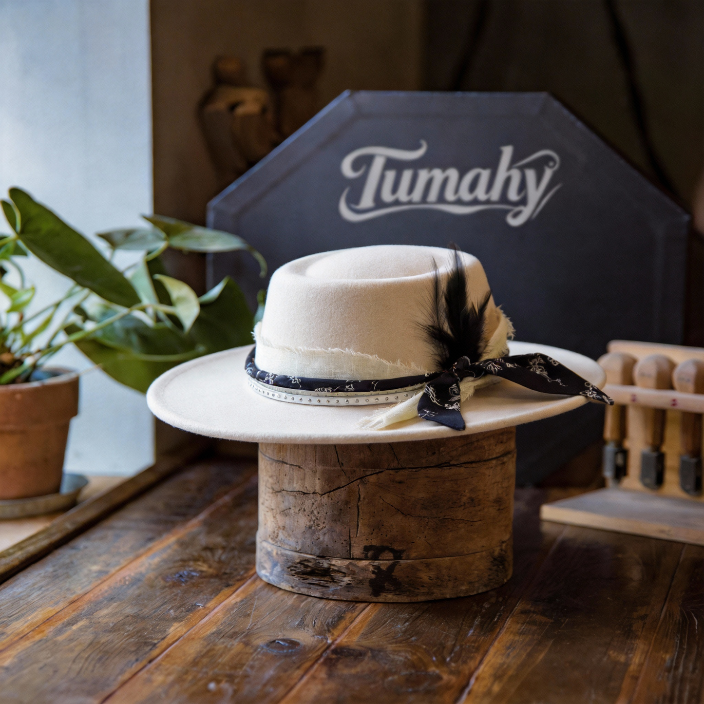 Classic White Felt Boater Hat