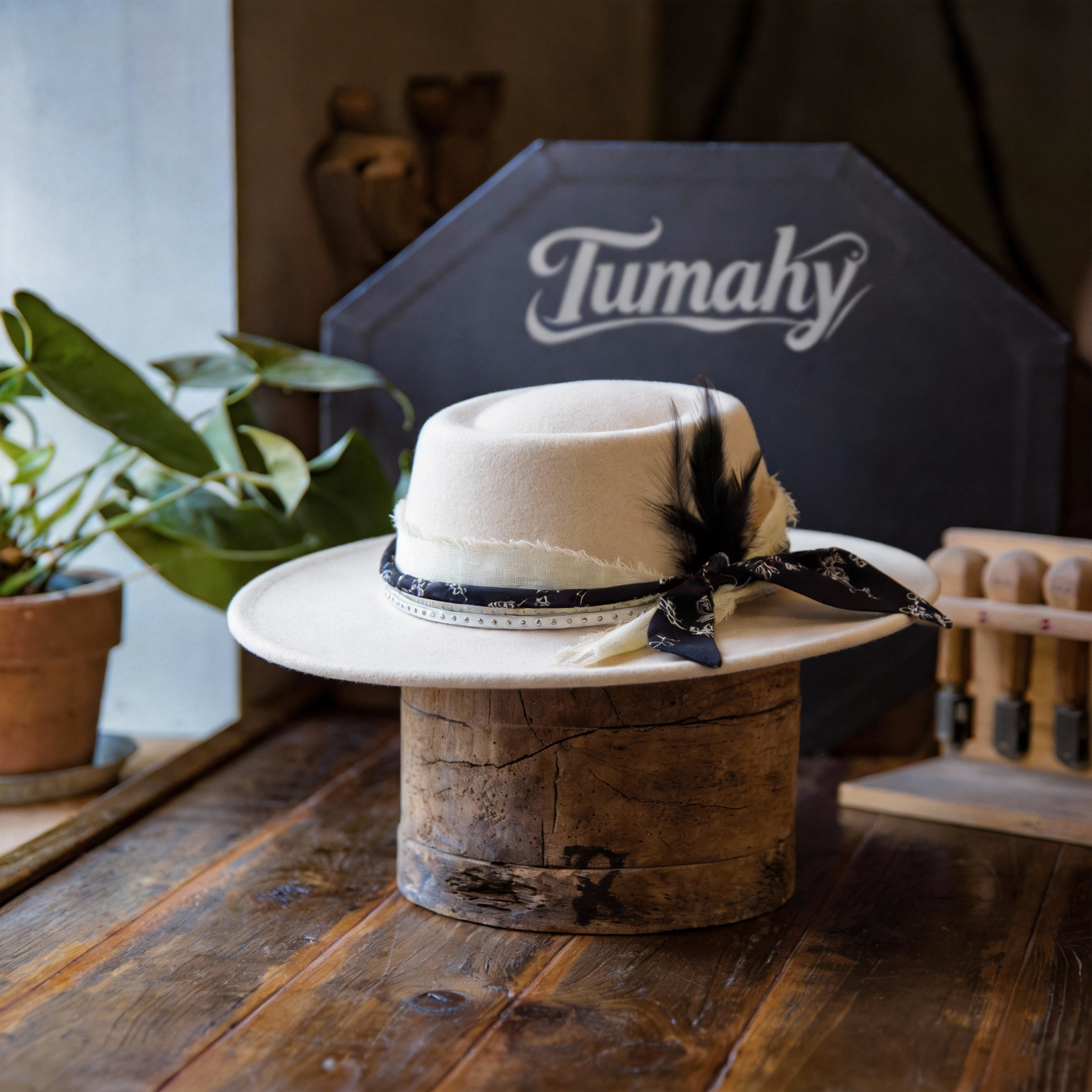Classic White Felt Boater Hat