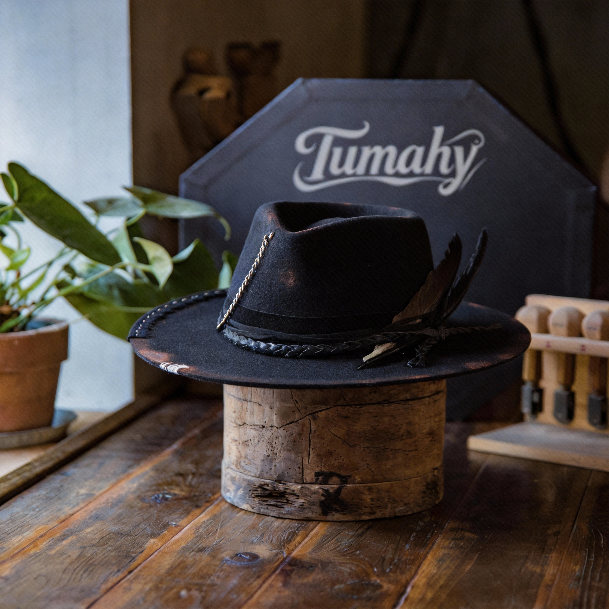 Vintage-Inspired Hand-Burned Felt Fedora Hat
