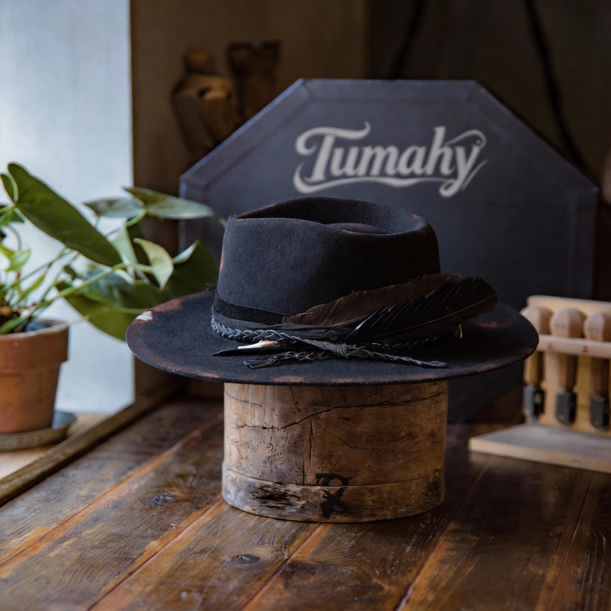 Vintage-Inspired Hand-Burned Felt Fedora Hat