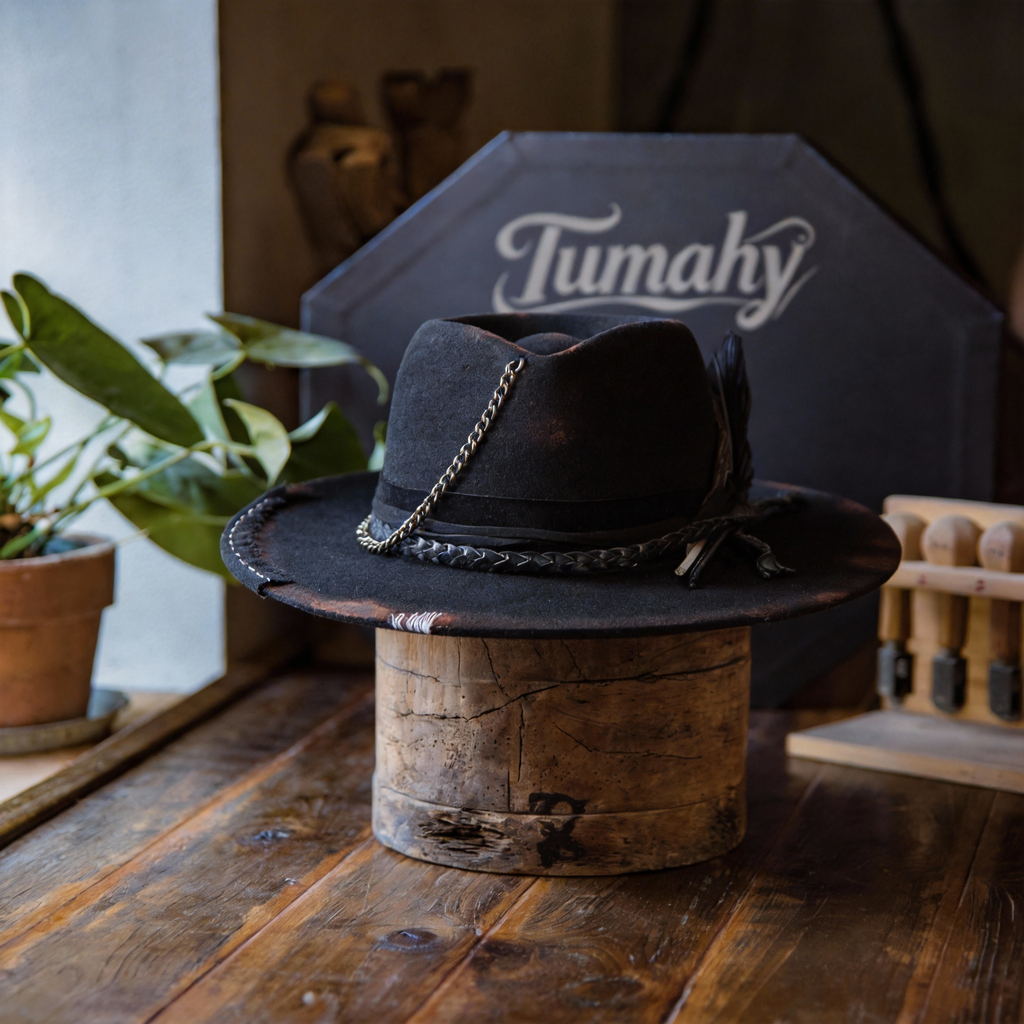 Vintage-Inspired Hand-Burned Felt Fedora Hat