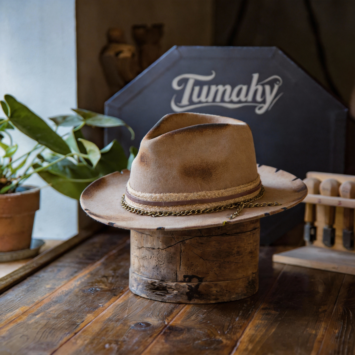 Premium Felt Hand-Burned Fedora Hat