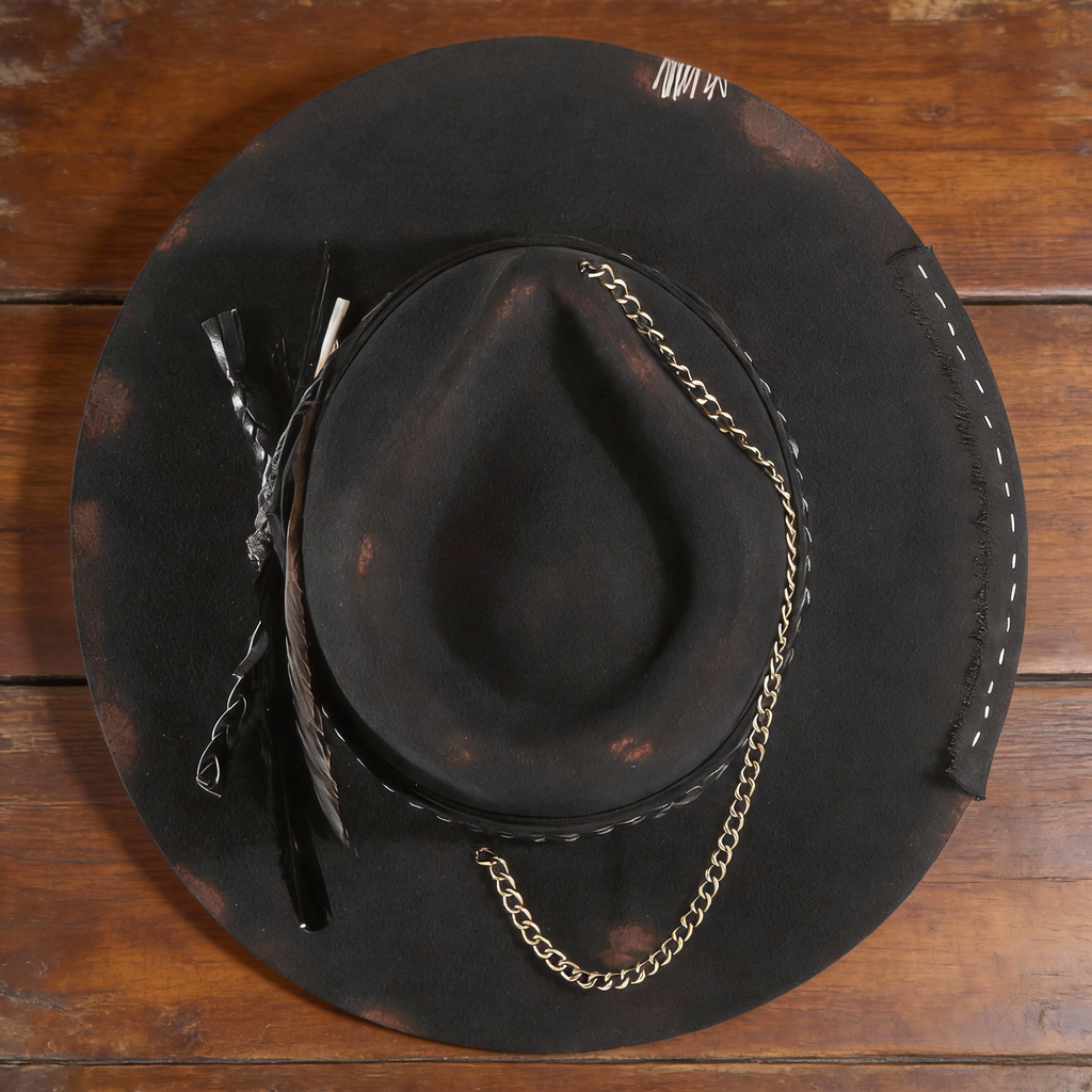 Vintage-Inspired Hand-Burned Felt Fedora Hat